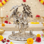 Aluminium Radha Krishna Idol – Silver Finish Religious Showpiece