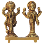 Brass Vishnu & Laxmi Ji God Idol – Divine Pair Temple Statue