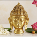 Brass Buddha Face Idol – Spiritual Home Decor Statue