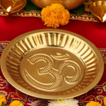 Brass Puja Plate With Om Symbol No. 4