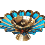 Iron & Brass Deepak Color Blue 4 Inch