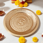 Copper Om Design Puja Plate Design