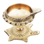 Brass Table Decor Oil Lamp Deepak On Tortoise 6 Pcs.  - Artistic Brass Diya for Home Temple