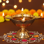 Brass Table Decor Oil Lamp Deepak 4 Wicks  - Devotional Brass Diya for Home Décor
