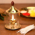 Brass Table Decor Oil Lamp Deepak With Chimney  - Classic Deepak for Puja Use