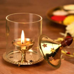 Brass Table Decor Oil Lamp Deepak With Chimney  - Classic Deepak for Puja Use