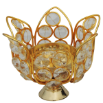 Brass Table Decor Oil Lamp Deepak With Crystal  - Puja Deepak for Religious Use