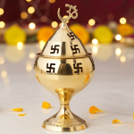 Brass Table Decor Oil Lamp Om Pakija Deepak  - Elegant Deepak for Mandir Lighting