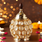 Brass Matki Crystal Deepak No. 1