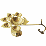 Brass Table Decor Oil Lamp Deepak 5 Wicks  - Premium Brass Deepak for Temple Lighting