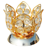 Brass Table Decor Oil Lamp Deepak With Crystal  - Traditional Oil Lamp for Puja Room