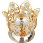 Brass Table Decor Oil Lamp Deepak With Crystal  - Traditional Oil Lamp for Puja Room