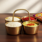 Brass Chokta Small 4 Bowl Combined