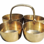 Brass Chokta Small 4 Bowl Combined