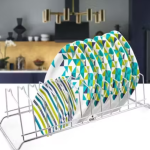 Stainless Steel Plate Rack, Kitchen Rack, Plate Holder Standfor Kitchen, Dish Stand, Lid Holder, Utensil Rack for Kitchen,Chrome Plating, Silver (12 Sections)