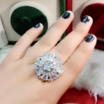 Silver Ring Stainless Steel Cubic Zirconia Silver Plated Ring