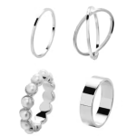 SET OF 4 CHIC SILVER PLATED RING COMBO ✨