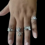 Sterling Designer Silver Adjustable Hand Ring For Women