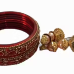 Peach Bangles For Women, Bridal Crystal Bangles, Golden Leaf Design Bangles