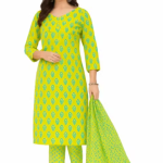 Women kurta set with dupatta | Lime green kurta | Printed ethnic set