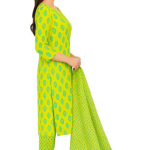 Women kurta set with dupatta | Lime green kurta | Printed ethnic set