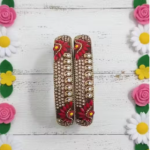 Red Bangles Gold Kada Set Traditional Indian Jewelry Bridal Bangles Wedding Jewelry Festive Wear