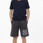 Boys’ Dark Gray Athletic Sports Shorts with Motivational Print