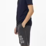 Boys’ Dark Gray Athletic Sports Shorts with Motivational Print