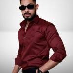 Men's Cotton Shirt with Spread Collar Neck Line Solid Pattern Full Sleeves Regular Fit and Standard Length