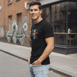 Elegant Sleek Round Neck Let Distract you Front Print Solid Coloured Men's T-shirt (Pure Cotton)