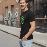 Elegant Sleek Round Neck Front Print Solid Coloured Men's T-shirt (Pure Cotton)