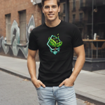 Elegant Sleek Round Neck Front Print Solid Coloured Men's T-shirt (Pure Cotton)