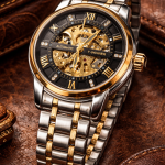 KHRIST Premium Fully Automatic Mechanical Analog Watch for Men | Exposed Working Gears Dial & Transparent Case Back | Precision Engineering, Luxury Craftsmanship & Timeless Elegance