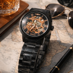 FORSINING Fully Automatic Mechanical Watch for Men | Open-Heart Working Gears Dial, Transparent Case Back | Battery Required Just Shake & Wear