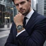 FORSINING Fully Automatic Mechanical Watch for Men | Open-Heart Working Gears Dial, Transparent Case Back | Battery Required Just Shake & Wear