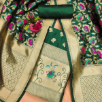 Pink Floral Designer Silk Suit Set with Zari Border