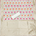 White Floral Designer Silk Suit Set with Zari Border