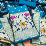 Green Floral Woven Banarasi Silk Dress