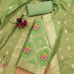 Women's Banarasi Silk Unstitched Salwar Suit Dress Material with Dupatta