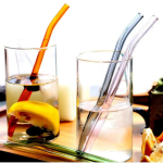 Reusable Glass Straws Clear Glass Drinking Straw 5 Pcs Set