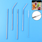 Set of 4 Stainless Steel Straws Brush Design May Very 1 Set