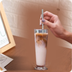 Set of 4 Stainless Steel Straws Brush Design May Very 1 Set