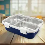 3 Compartment Transparent Stainless Steel Lunch Box