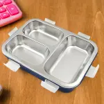 3 Compartment Transparent Stainless Steel Lunch Box