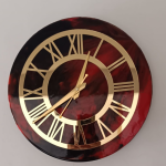 Resin Handmade Red And Black Color Wall Clock