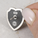 Lion Head Shield Pin Brooch, Medieval Lapel Badge, Jewelry Accessories, Sterling Silver