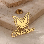 Elegant Custom Butterfly Brooch with English Name