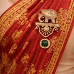 Elephant synthetics Diamond Emerald Drop Brooch Unisex