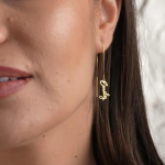 Custom Name Dangle Earring, Gold Hoop Jewelry, Personalized Gift for Women, Minimal Earring, Elegant Gift for Her, Trendy Statement Earrings