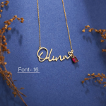 Elegant 14K Gold Custom Name Necklace with Birthstone Accent